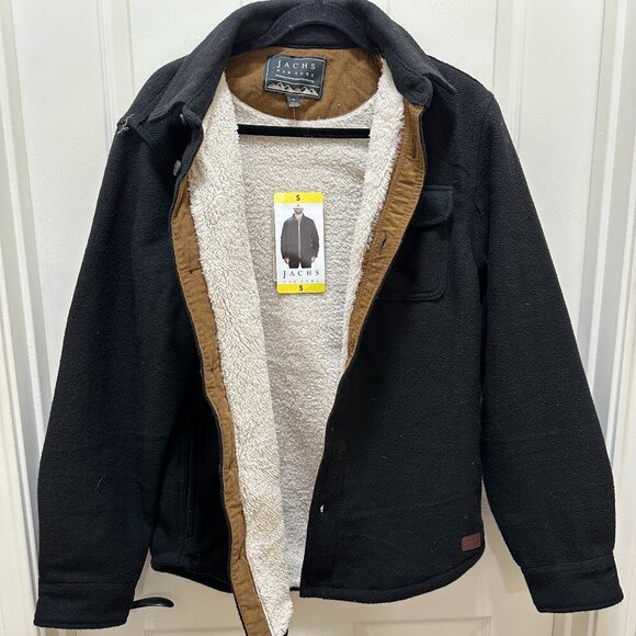 New Jachs New York Wool Blend Jacket Men's Size S Black Sherpa Lined Ragged - Picture 1 of 15